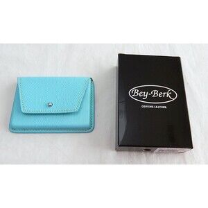 Bey-Berk Envelope Coin Purse Genuine Pebble Leather Mini Wallet Change Holder